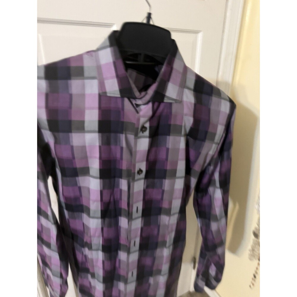 Murano Collezione Long Sleeved Plaid Button Down Dress Shirt Size Large